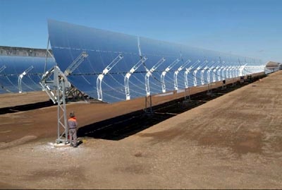 concentrated solar panels in a desert