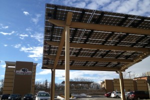 Lumos LSX frameless solar modules on a carport project