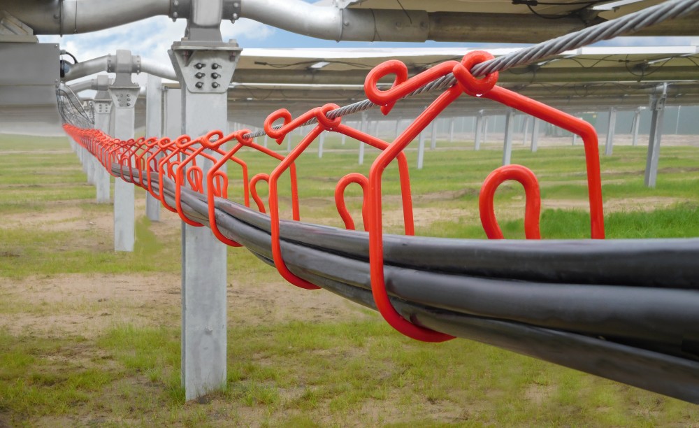 Alternatives to trenching or burying cables on solar farms coax wiring panel 