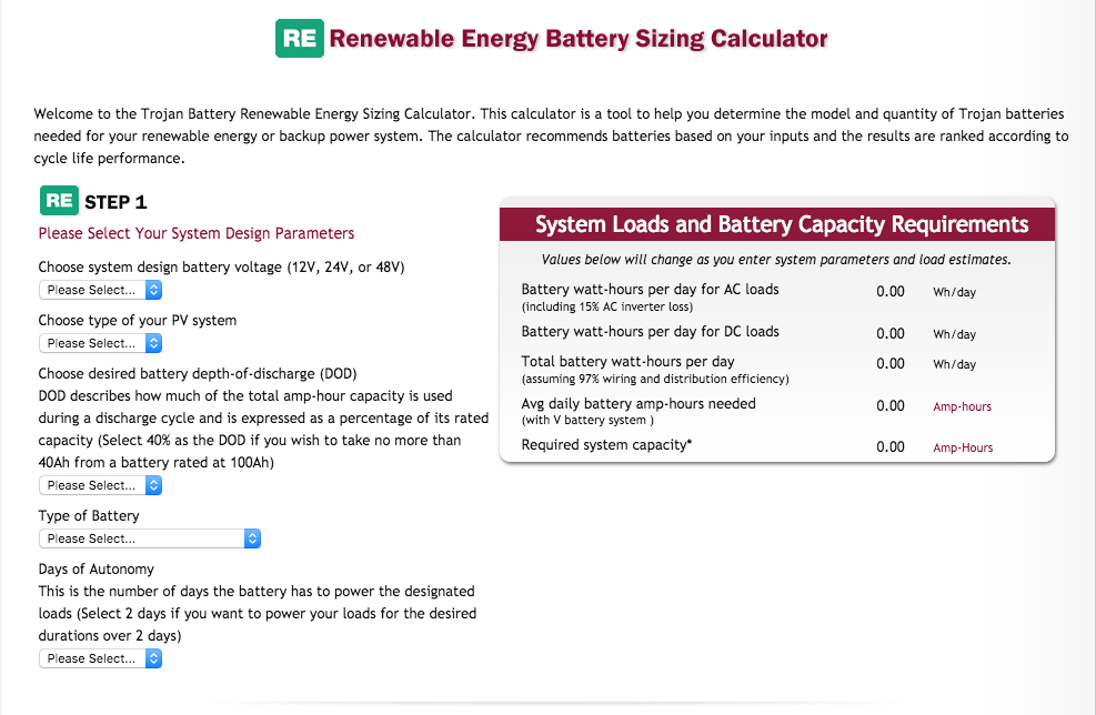 solar battery sizing calculator